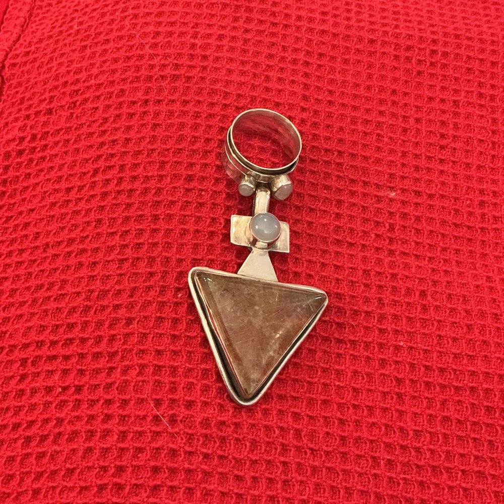 Sterling Rutilated Quartz and Moonstone Ring and Pendant